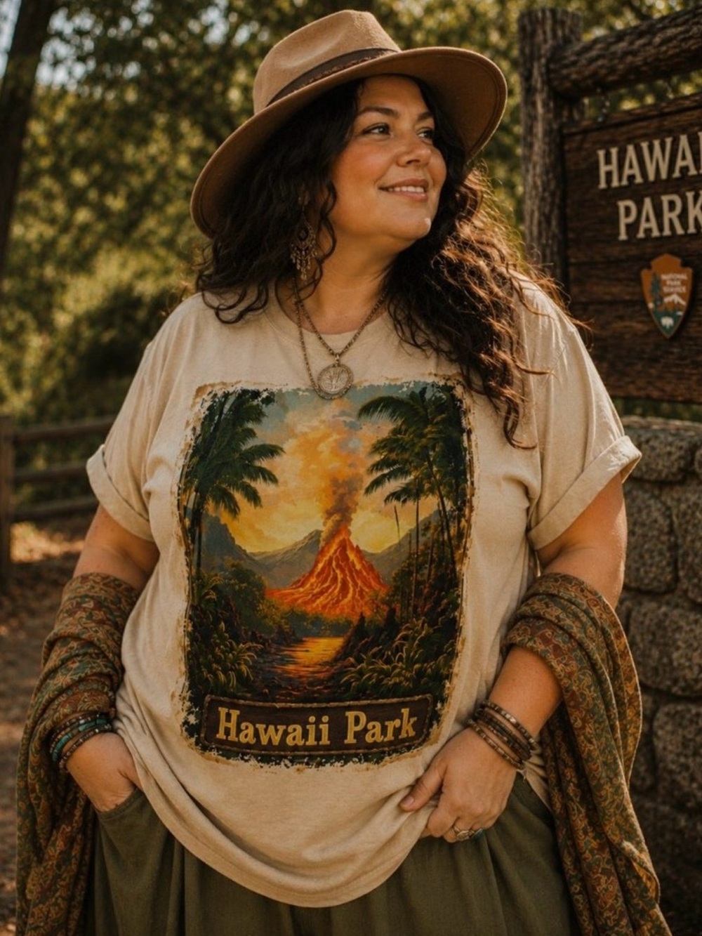 Hawaii Park Hatman Original Vintage Graphic T-Shirt, Boho Adventure Collection